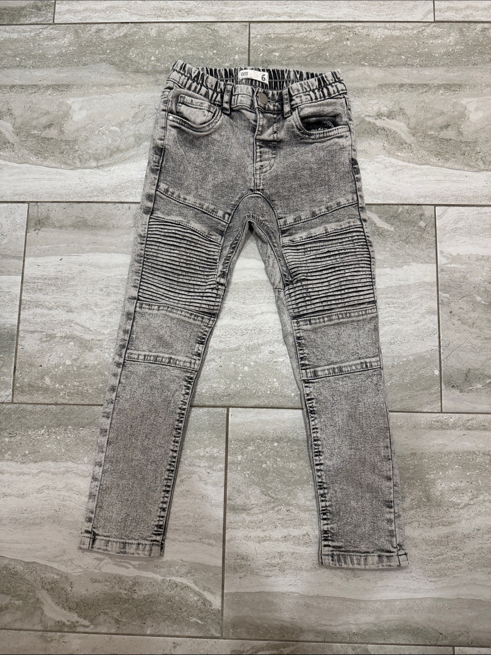 Faded Glory Grey Washed Moto Skinny Jeans